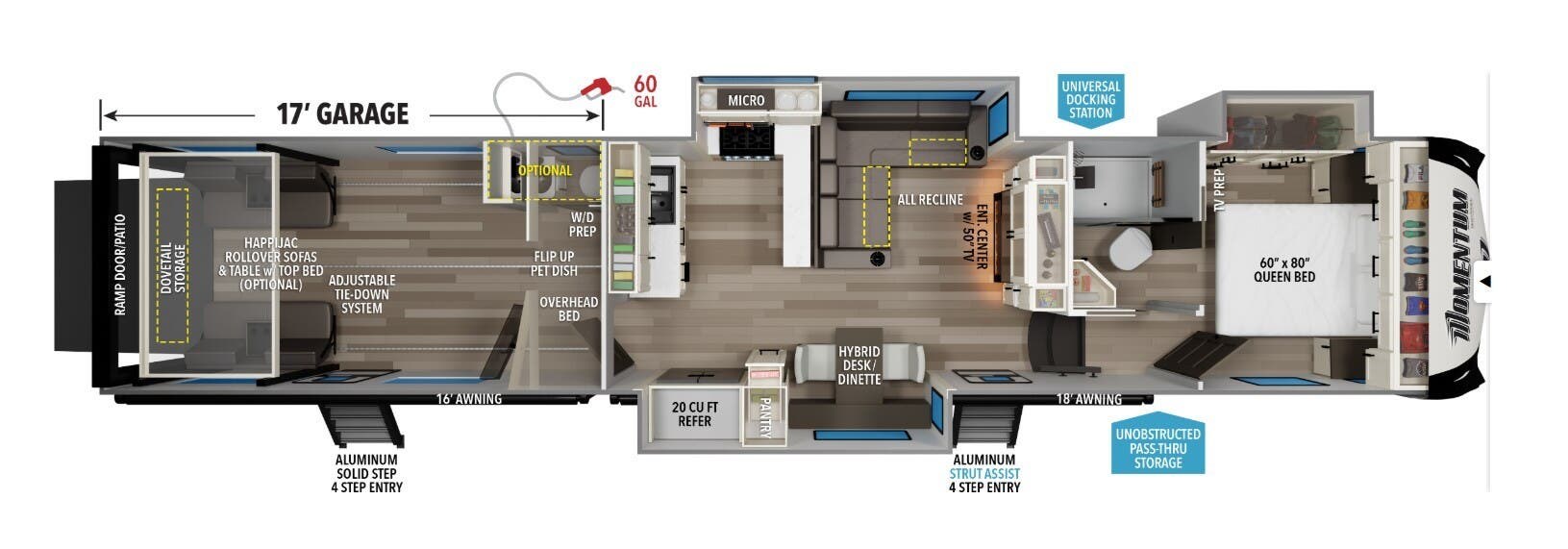 2026 Grand Design Momentum 392M - New Toy Hauler For Sale by McClain's RV Superstore in Corinth, Texas features Batteries, Kitchen Sink, Central Vacuum, Pet Friendly, Exterior Speakers