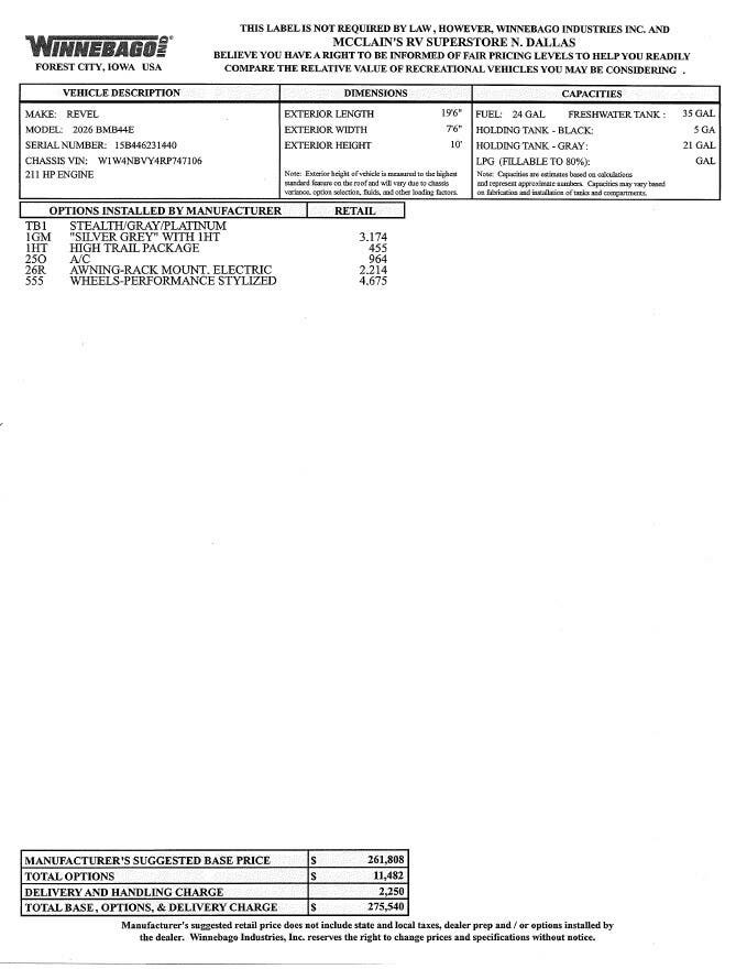 2026 Revel 2.5 44E by Winnebago from McClain's RV Superstore in Corinth, Texas