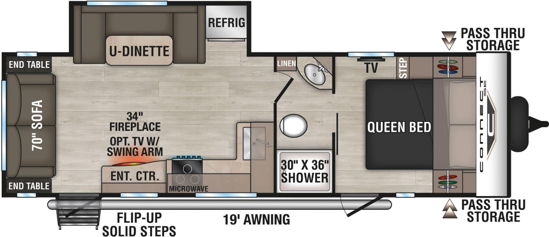 2026 K-Z Connect SE 251RL - New Travel Trailer For Sale by McClain's RV Superstore in Corinth, Texas features Microwave, Ladder, Fireplace, TV, Skylight
