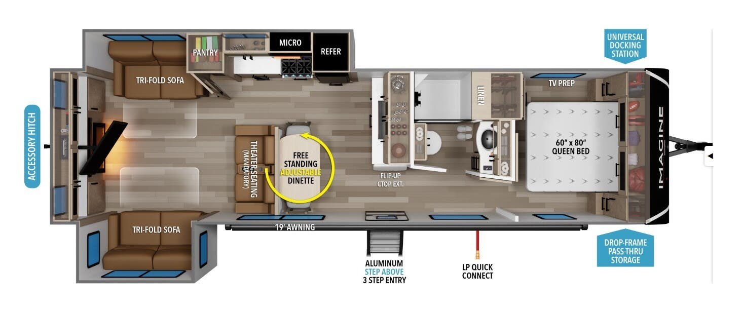 2026 Grand Design Imagine 3100RD - New Travel Trailer For Sale by McClain's RV Superstore in Corinth, Texas features LED Lights, 50 Amp Service, Microwave, Queen Bed, Insulated