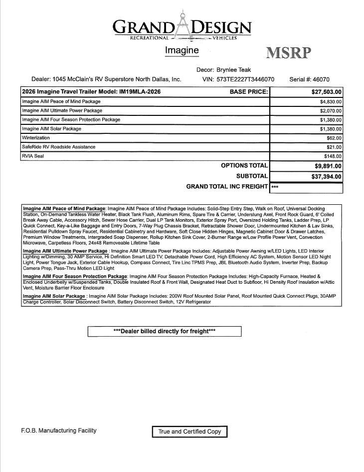 2026 Imagine AIM 19MLA by Grand Design from McClain's RV Superstore in Corinth, Texas