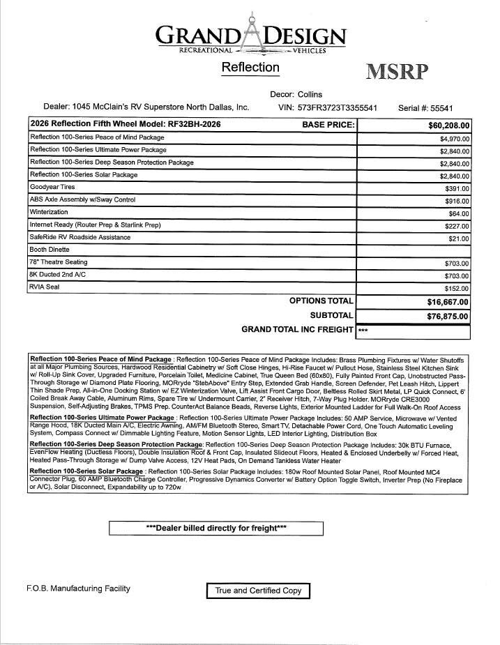 2026 Reflection 100 32BH by Grand Design from McClain's RV Superstore in Corinth, Texas