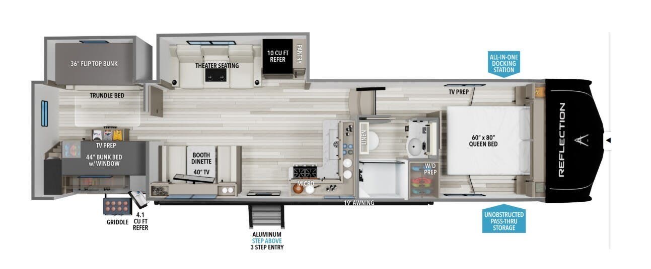 2026 Grand Design Reflection 100 32BH - New Fifth Wheel For Sale by McClain's RV Superstore in Corinth, Texas features Hitch, Water Heater, Slam Latch Baggage Doors, Wardrobe(s), Solid Surface Countertops