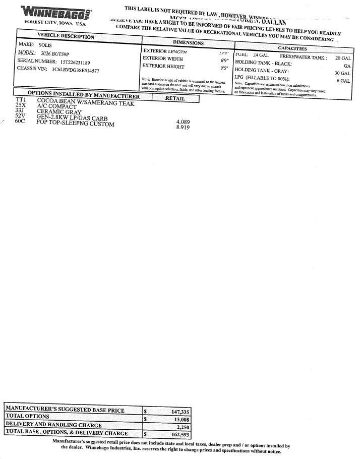 New 2026 Winnebago Solis 59P available in Corinth, Texas