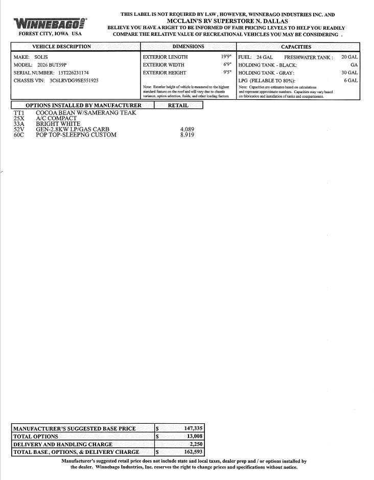 2026 Solis 59P by Winnebago from McClain's RV Superstore in Corinth, Texas