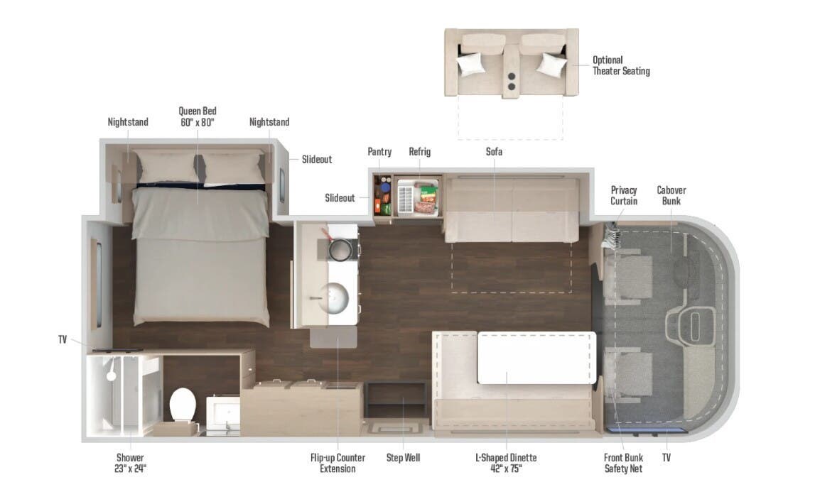 2026 Winnebago Sunflyer 26FE - New Class C For Sale by McClain's RV Superstore in Corinth, Texas features Toilet, Queen Bed, Ladder, Keyless Entry, Refrigerator