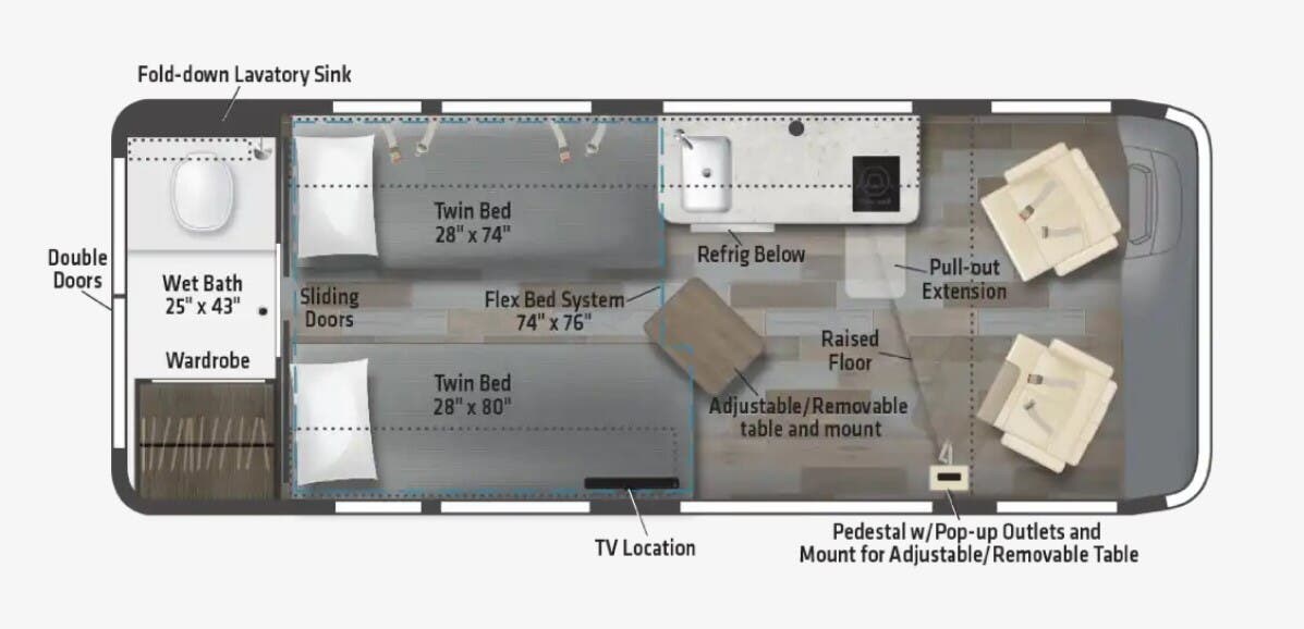 2026 Winnebago Travato 59KL - New Class B For Sale by McClain's RV Superstore in Corinth, Texas features Day/Night Shades, Screen Door, CO Detector, Solar Panels, Inverter