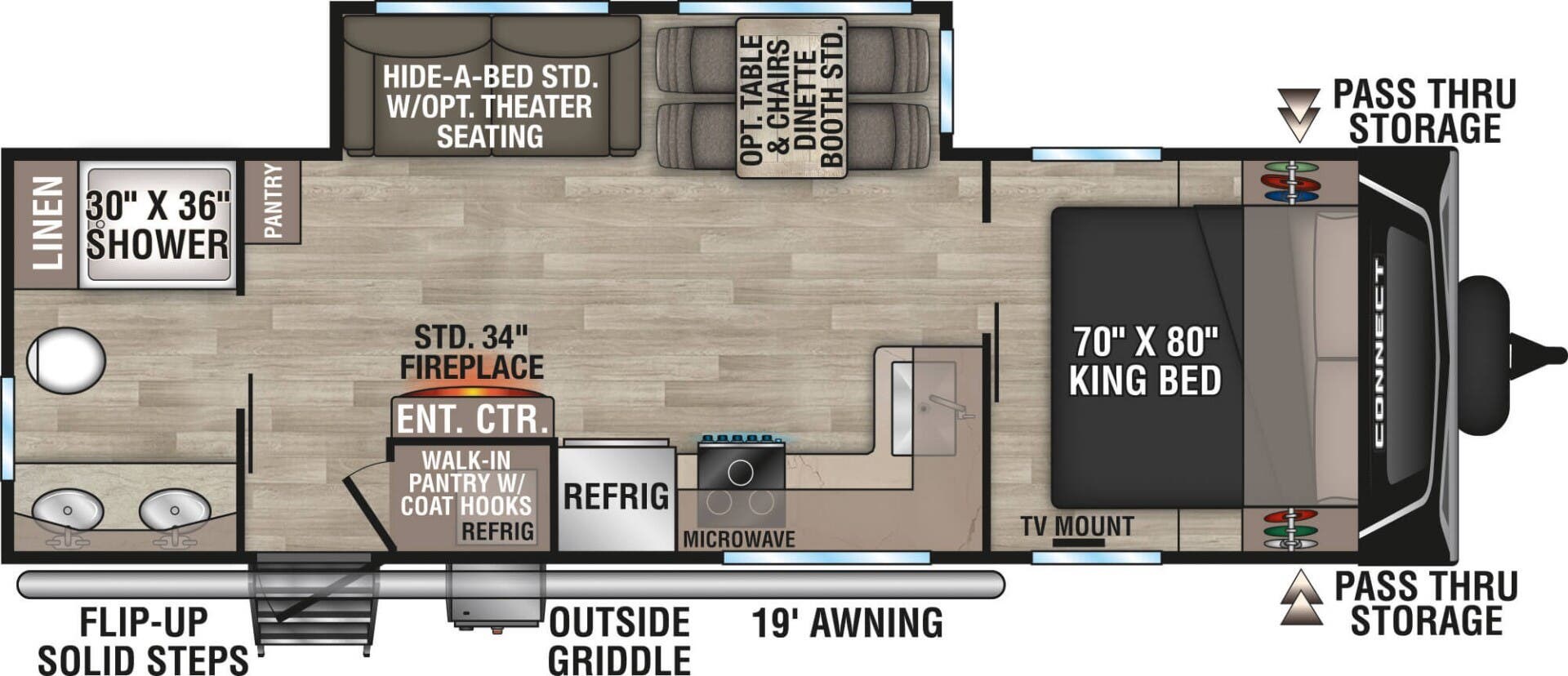 2026 K-Z Connect 261RB - New Travel Trailer For Sale by McClain's RV Superstore in Corinth, Texas features Roof Vent, Power Awning, Toilet, Skylight, Ladder