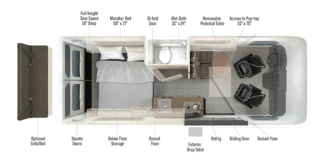 2026 Winnebago Solis 59PX - New Class B For Sale by McClain's RV Superstore in Corinth, Texas features Overhead Cabinetry, Full Body Paint, Dinette, Screen Door, Driver's Door