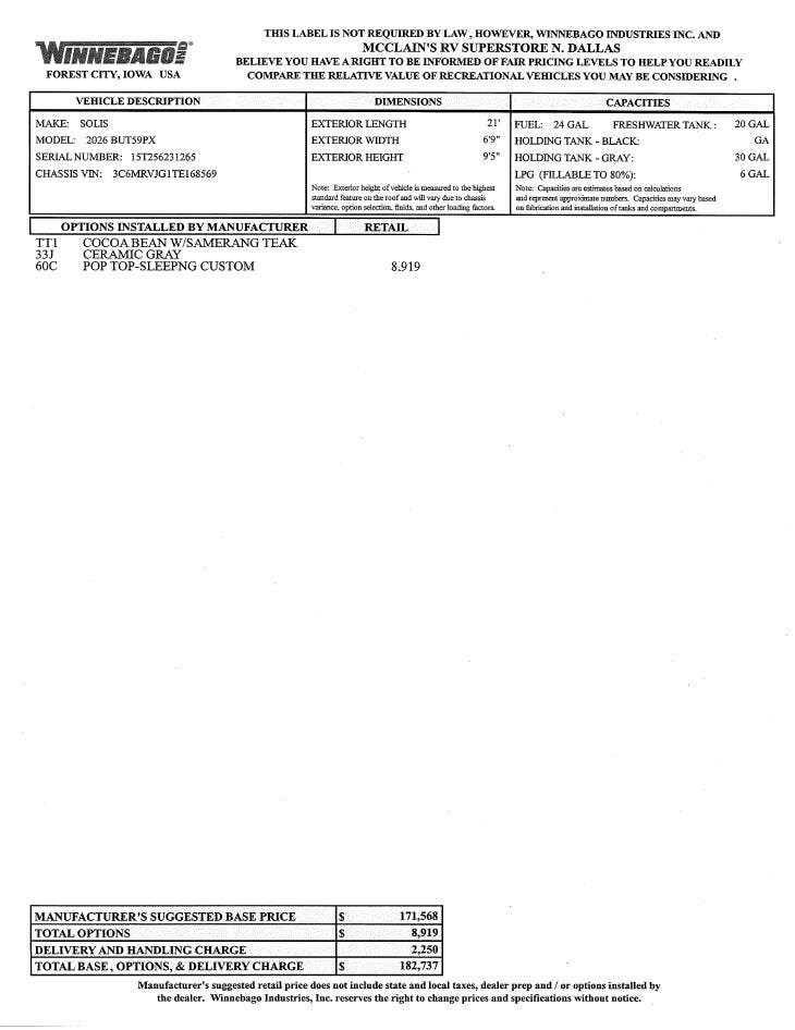 New 2026 Winnebago Solis 59PX available in Oklahoma City, Oklahoma