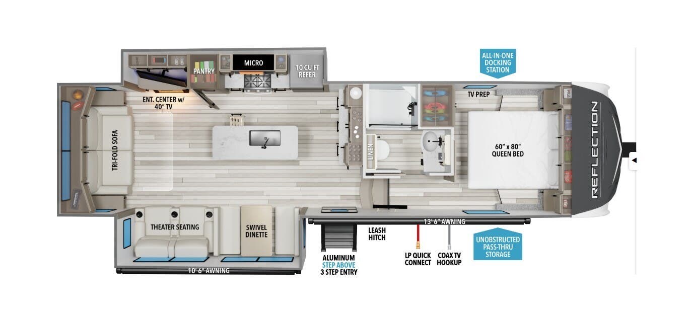 2026 Grand Design Reflection 150 295RL - New Fifth Wheel For Sale by McClain's RV Superstore in Corinth, Texas features Black Tank Flush, Roof Deck, Ladder, Slideout, Island Kitchen