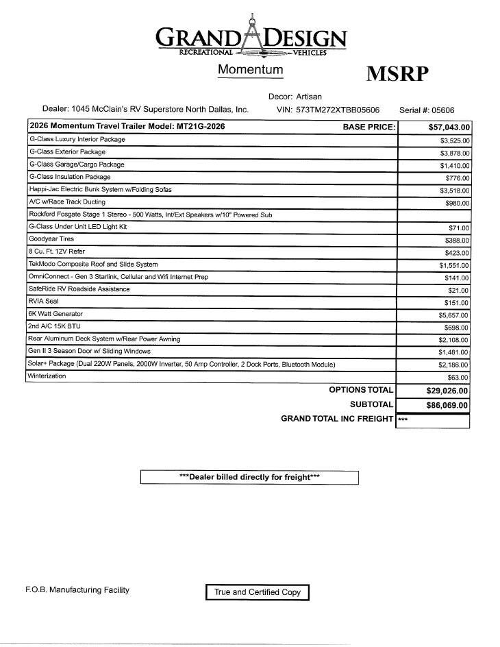 2026 Momentum G-Class 21G by Grand Design from McClain's RV Superstore in Corinth, Texas