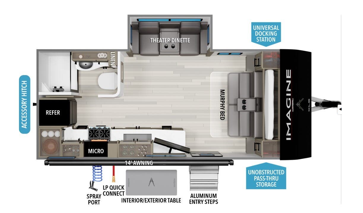 2026 Grand Design Imagine XLS 17MKE - Used Travel Trailer For Sale by McClain's RV Superstore in Corinth, Texas features Awning, Toilet, LED Lights, Insulated, 30 Amp Service