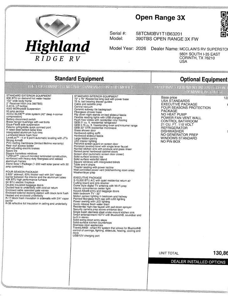 2026 Open Range 3X 390TBS by Highland Ridge from McClain's RV Superstore in Corinth, Texas
