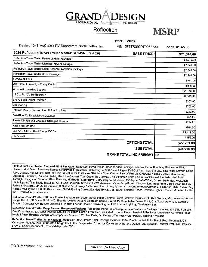 2026 Reflection 345RLTS by Grand Design from McClain's RV Superstore in Corinth, Texas