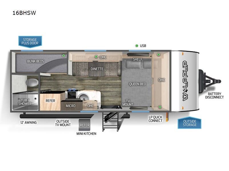 2024 Forest River WOLF PUP 16BHSW - Used Travel Trailer For Sale by McClain's RV Superstore in Corinth, Texas