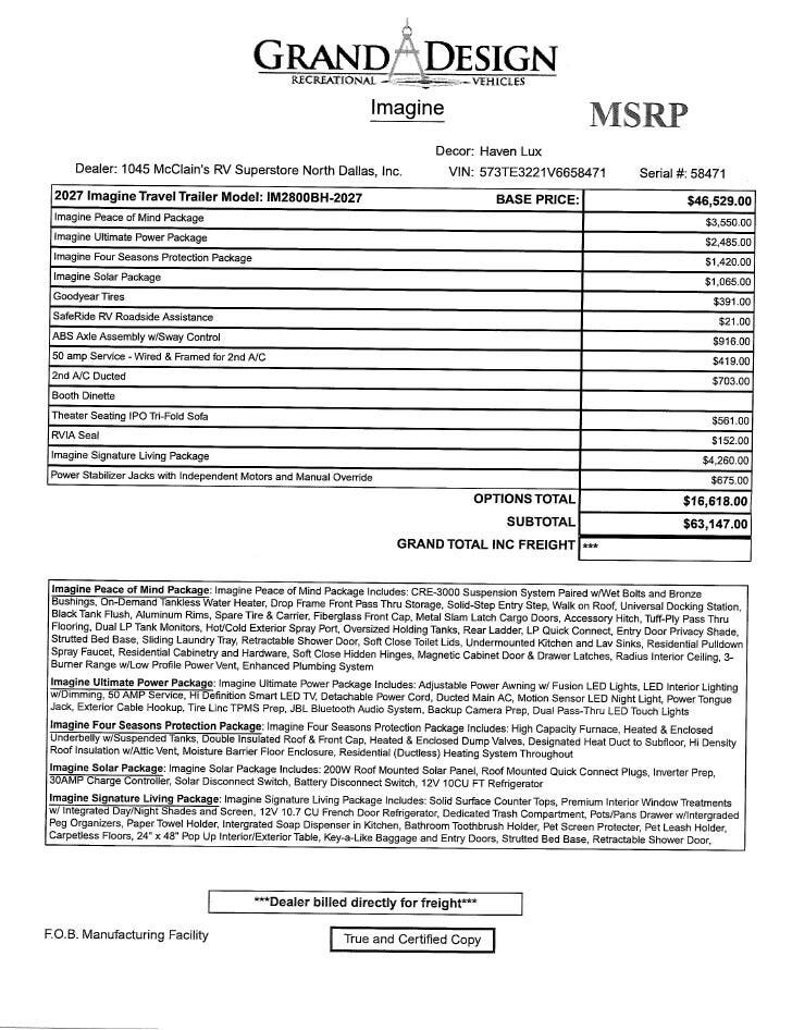 2027 Imagine 2800BH by Grand Design from McClain's RV Superstore in Corinth, Texas