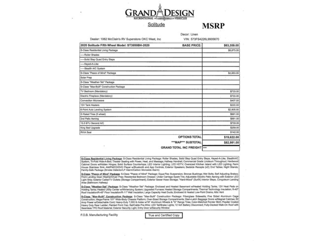2020 Grand Design Solitude S Class 3950bh Rv For Sale In Oklahoma City Ok 73127 91565 Rvusa Com Classifieds