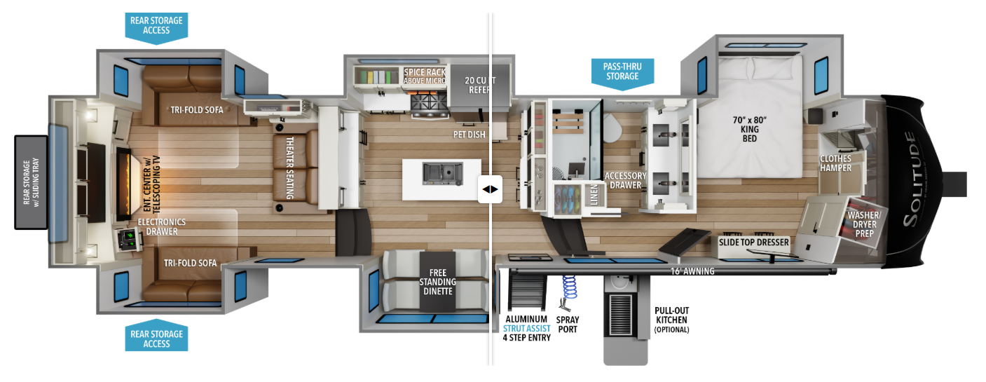 2025 Grand Design Solitude 376RD - New Fifth Wheel For Sale by McClain's RV Oklahoma City in Oklahoma City, Oklahoma features Hitch, Fire Extinguisher, Leveling Jacks, TV, CO Detector