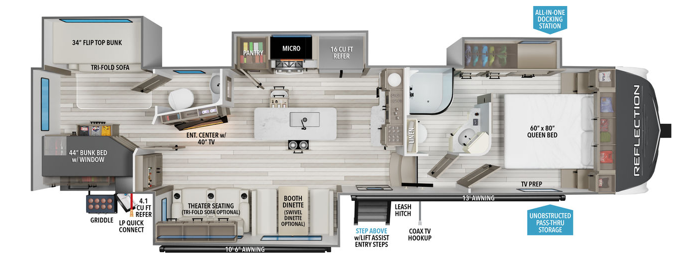 2025 Grand Design Reflection 311BHS - New Fifth Wheel For Sale by McClain's RV Oklahoma City in Oklahoma City, Oklahoma features Spare Tire Kit, Booth Dinette, External Shower, Bunk Beds, Exterior Speakers