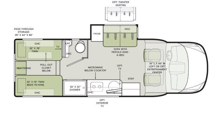 2026 Tiffin Wayfarer 25XLW - New Class C For Sale by McClain's RV Oklahoma City in Oklahoma City, Oklahoma features Stove Top Burner, Shower, Medicine Cabinet, Smoke Detector, LP Detector