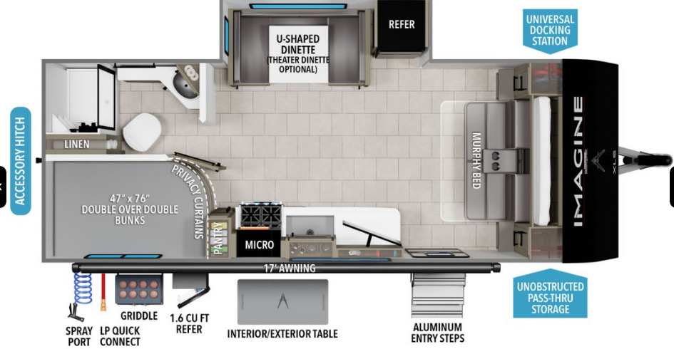 2026 Grand Design Imagine XLS 21MBE - New Travel Trailer For Sale by McClain's RV Oklahoma City in Oklahoma City, Oklahoma features Awning, CO Detector, Power Awning, Detachable Power Cord, Pantry