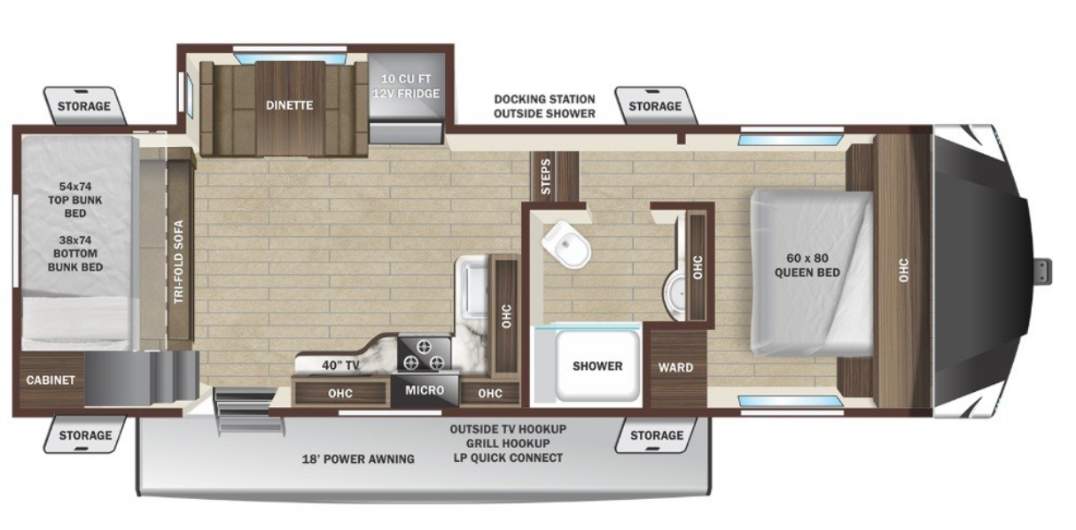 2026 Highland Ridge Open Range Roamer LIGHT 274BHS - New Fifth Wheel For Sale by McClain's RV Oklahoma City in Oklahoma City, Oklahoma features Slideout, Roof Vent, Overhead Cabinetry, Microwave, Dinette Bed