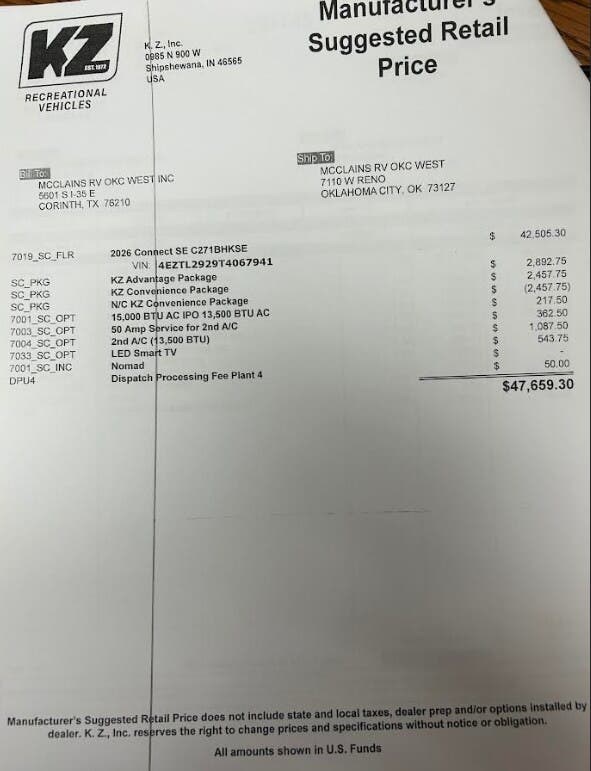 2026 Connect SE 271BHK by K-Z from McClain's RV Oklahoma City in Oklahoma City, Oklahoma