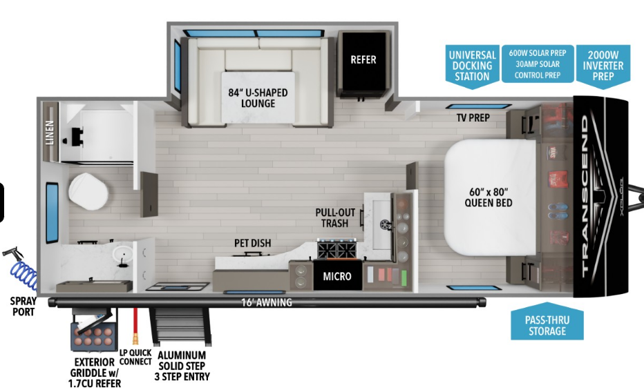 2026 Grand Design Transcend Xplor 22RBX - New Travel Trailer For Sale by McClain's RV Oklahoma City in Oklahoma City, Oklahoma features Microwave, Slideout, Smoke Detector, CO Detector, LP Detector
