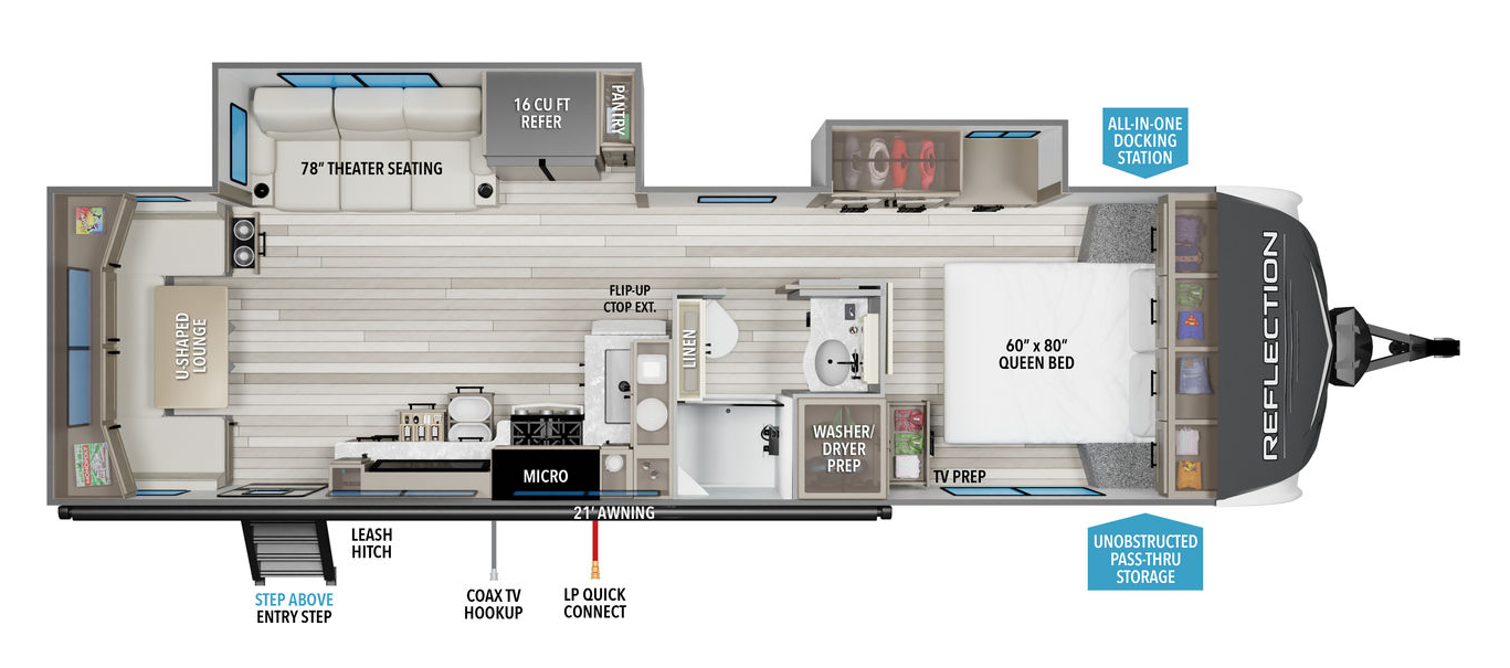 2024 Grand Design Reflection 296RDTS - Used Travel Trailer For Sale by McClain's RV Oklahoma City in Oklahoma City, Oklahoma features CO Detector, Leveling Jacks, Fire Extinguisher, Shower, Ladder