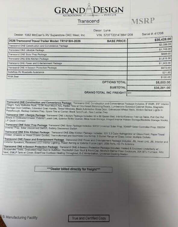 2026 Transcend One 161BH by Grand Design from McClain's RV Oklahoma City in Oklahoma City, Oklahoma