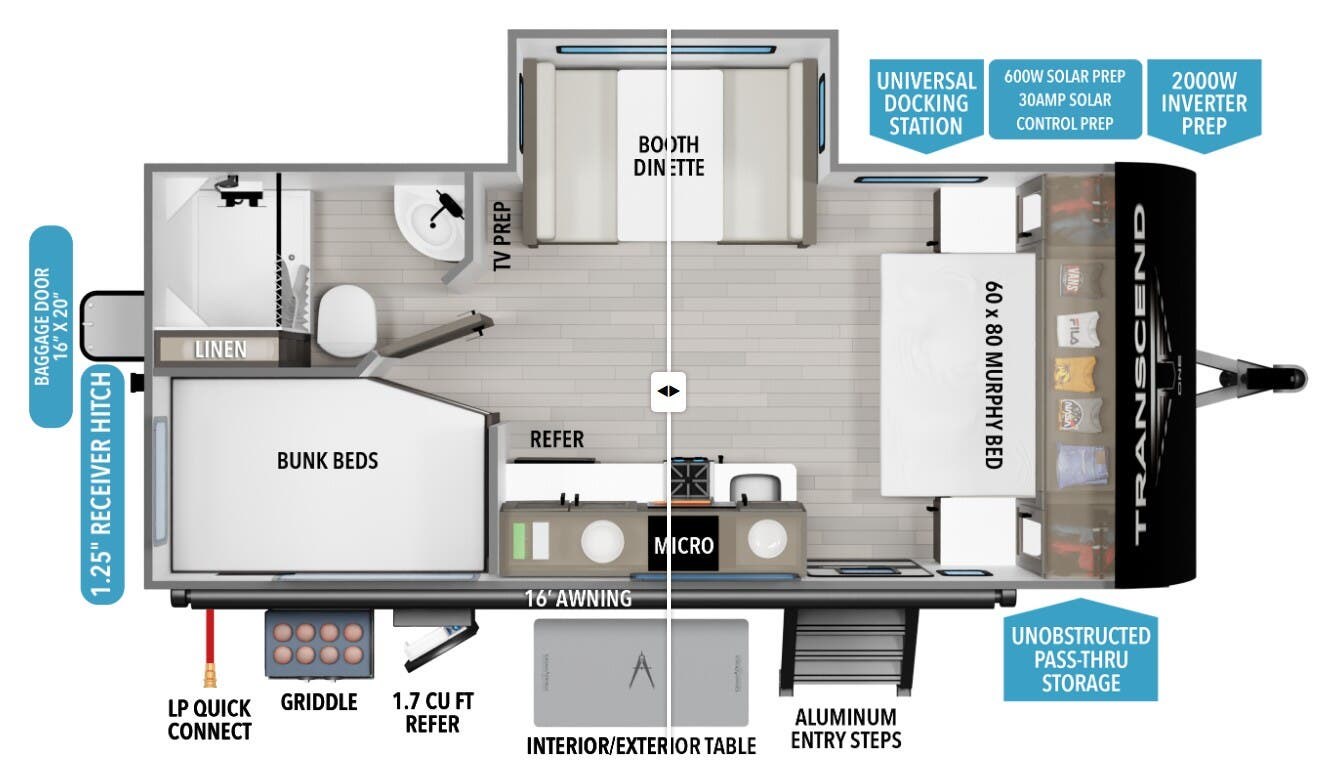 2026 Grand Design Transcend One 161BH - New Travel Trailer For Sale by McClain's RV Oklahoma City in Oklahoma City, Oklahoma features Smoke Detector, Batteries, Refrigerator, Water Heater, Fire Extinguisher