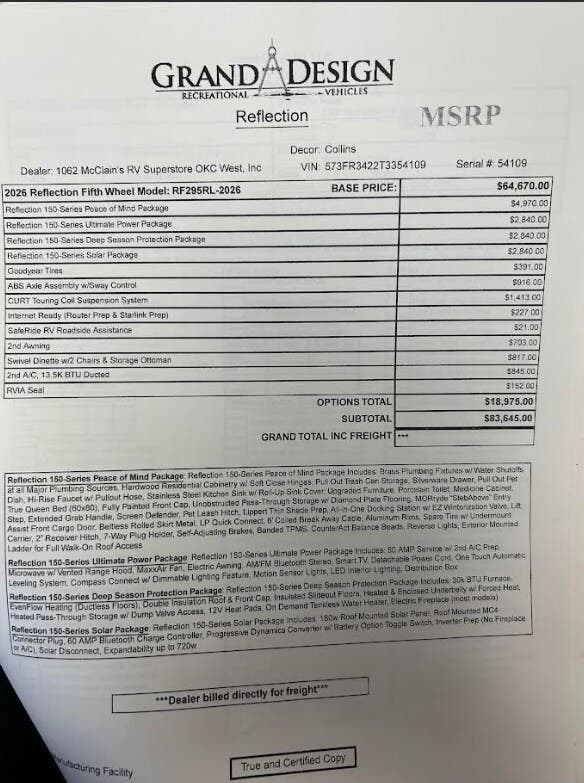 2026 Reflection 150 295RL by Grand Design from McClain's RV Oklahoma City in Oklahoma City, Oklahoma
