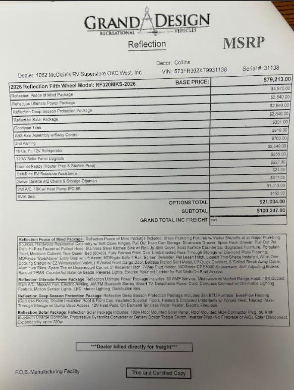 2026 Reflection 320MKS by Grand Design from McClain's RV Oklahoma City in Oklahoma City, Oklahoma