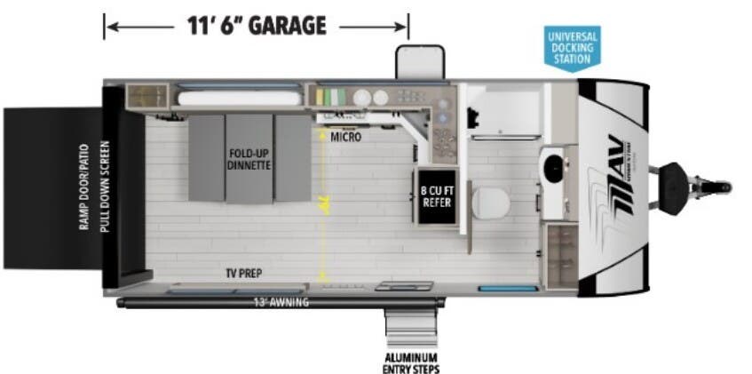2026 Grand Design Momentum 17MAV - New Toy Hauler For Sale by McClain's RV Fort Worth in Fort Worth, Texas features Refrigerator, Queen Bed, Awning, Smoke Detector, Batteries