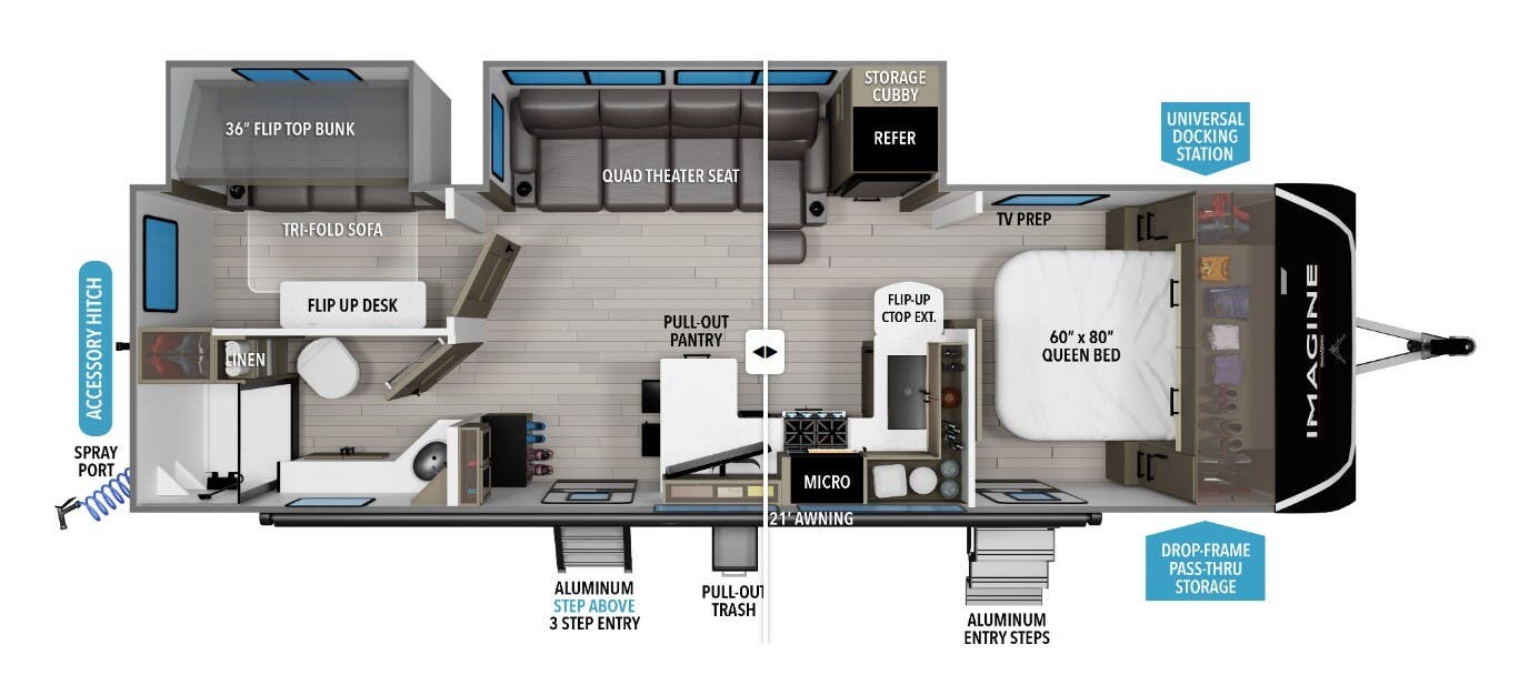 2026 Grand Design Imagine 2810BH - New Travel Trailer For Sale by McClain's RV Oklahoma City in Oklahoma City, Oklahoma features Stove Top Burner, Propane, Bunkhouse, Overhead Cabinetry, Wardrobe(s)
