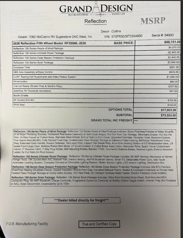2026 Reflection 150 250ML by Grand Design from McClain's RV Oklahoma City in Oklahoma City, Oklahoma