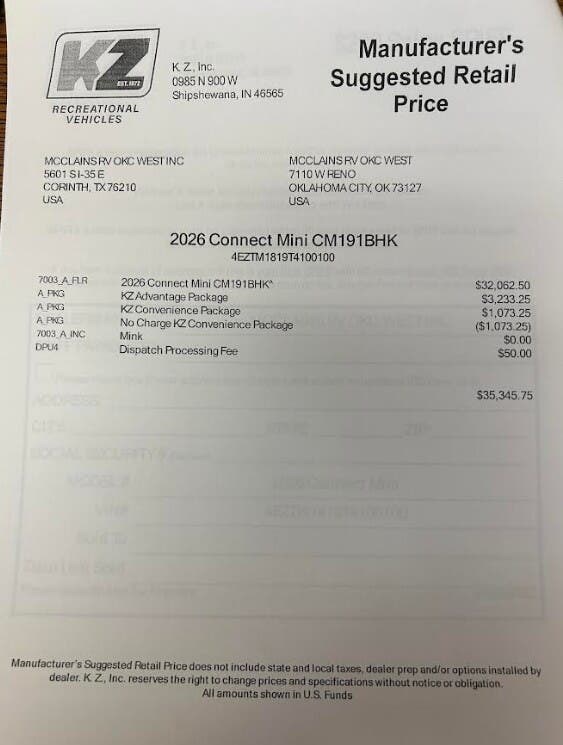 2026 Connect Mini 191BHK by K-Z from McClain's RV Oklahoma City in Oklahoma City, Oklahoma