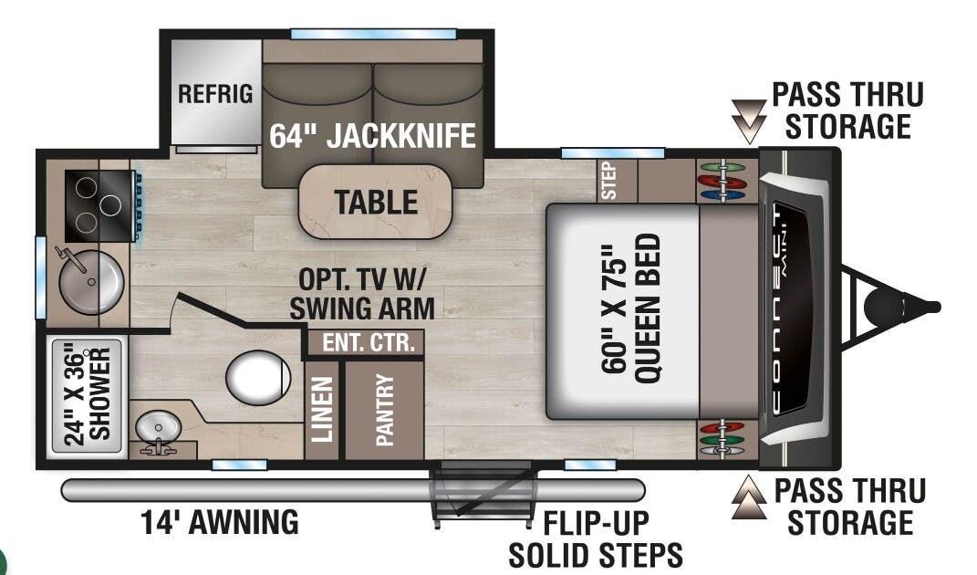 2026 K-Z Connect Mini 171RK - New Travel Trailer For Sale by McClain's RV Oklahoma City in Oklahoma City, Oklahoma features Awning, Air Conditioning, Medicine Cabinet, Smoke Detector, LP Detector