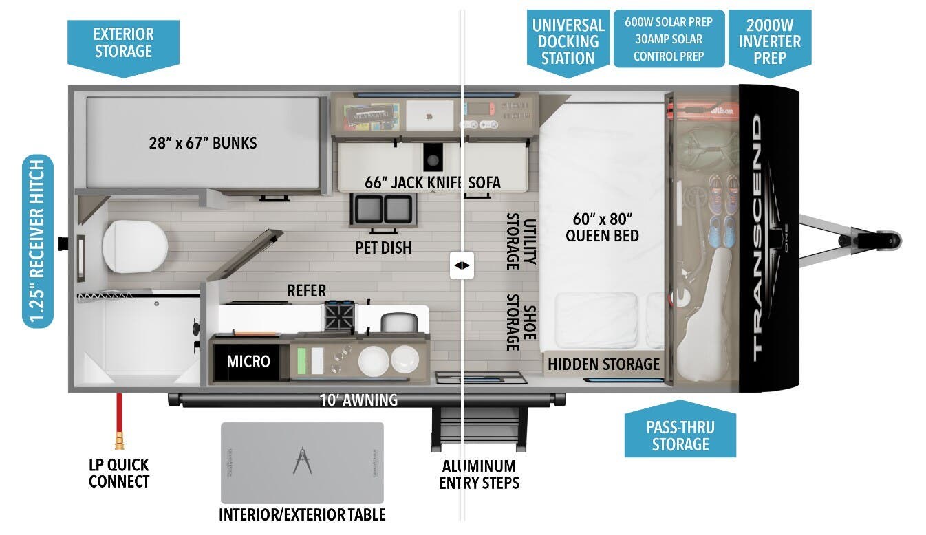 2025 Grand Design Transcend One 151BH - Used Travel Trailer For Sale by McClain's RV Oklahoma City in Oklahoma City, Oklahoma features LP Detector, Awning, Fire Extinguisher, Shower, Water Heater