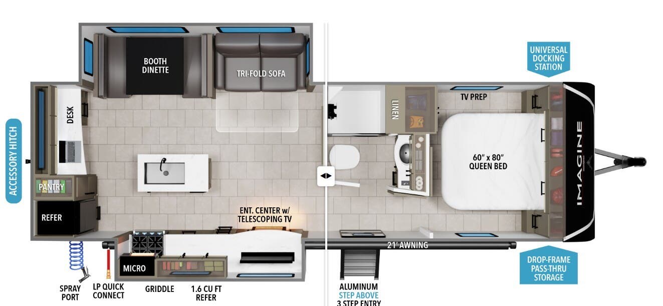 2025 Grand Design Imagine 2670MK - Used Travel Trailer For Sale by McClain's RV Oklahoma City in Oklahoma City, Oklahoma features Leveling Jacks, Queen Bed, Microwave, Fire Extinguisher, LP Detector