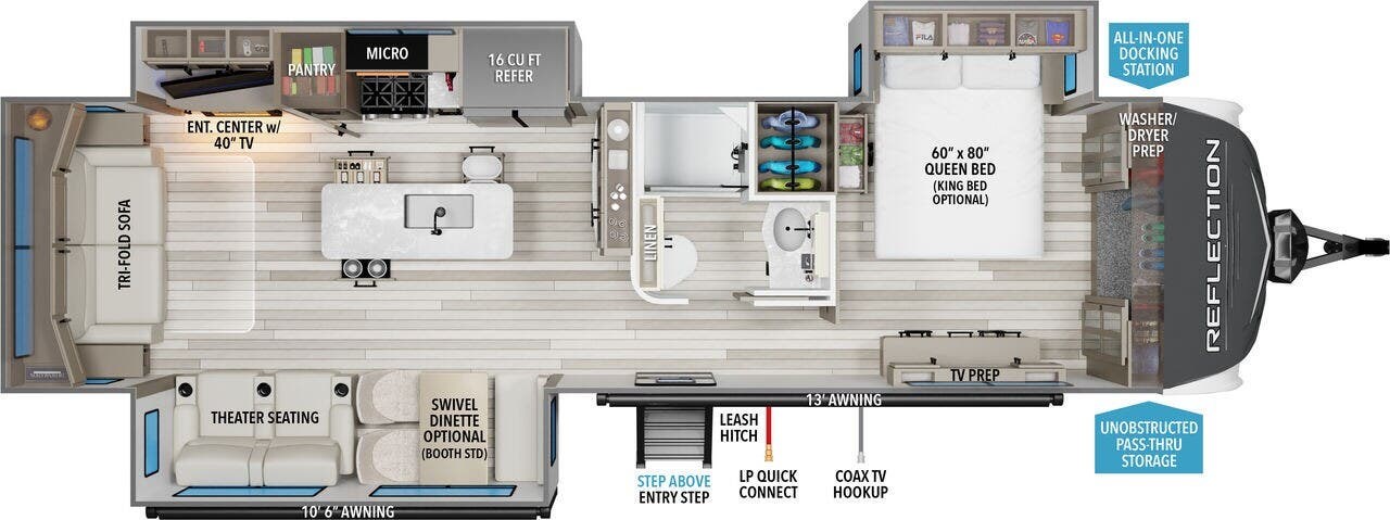 2024 Grand Design Reflection 315RLTS - Used Travel Trailer For Sale by McClain's RV Oklahoma City in Oklahoma City, Oklahoma features Air Conditioning, Oven, Theater Seating, Refrigerator, Leveling Jacks