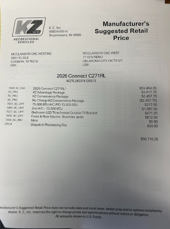 2026 Connect 271RL by K-Z from McClain's RV Oklahoma City in Oklahoma City, Oklahoma