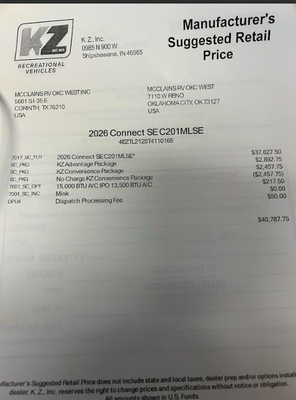 2026 Connect SE 201ML by K-Z from McClain's RV Oklahoma City in Oklahoma City, Oklahoma