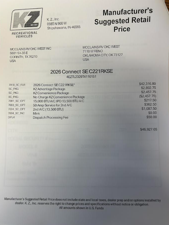 2026 Connect SE 221RK by K-Z from McClain's RV Oklahoma City in Oklahoma City, Oklahoma