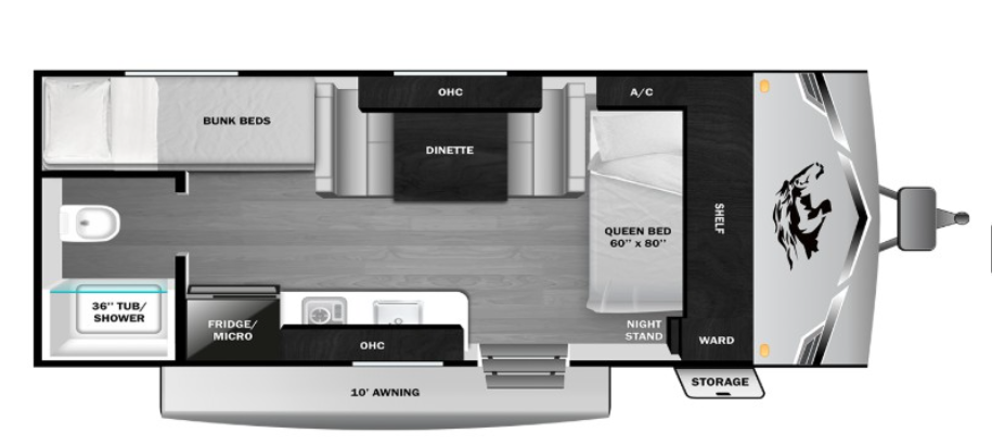 2026 Highland Ridge Open Range CONV COLT 17BH - New Travel Trailer For Sale by McClain's RV Oklahoma City in Oklahoma City, Oklahoma features Awning, Dinette, Kitchen Sink, Microwave, Overhead Cabinetry