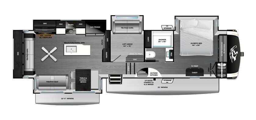 2026 Highland Ridge Open Range Roamer 35MRQS - New Fifth Wheel For Sale by McClain's RV Oklahoma City in Oklahoma City, Oklahoma features Theater Seating, Slideout, Detachable Power Cord, LP Detector, Microwave