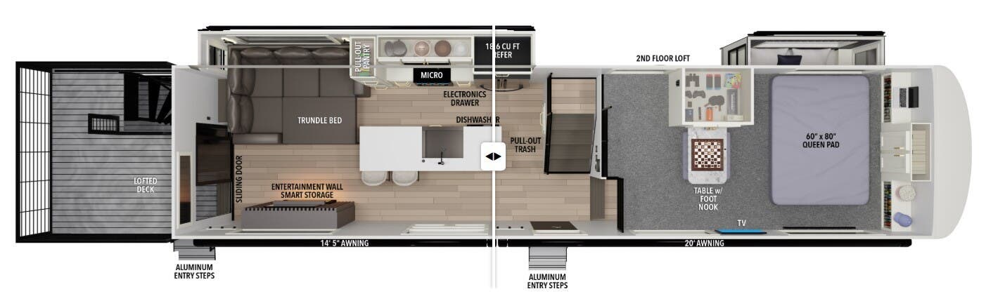 2026 Grand Design Foundation 42GD - New Travel Trailer For Sale by McClain's RV Oklahoma City in Oklahoma City, Oklahoma features Awning, CO Detector, Medicine Cabinet, Shower, 50 Amp Service