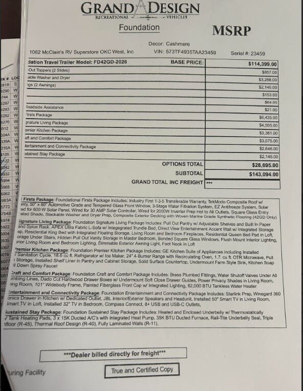 2026 Foundation 42GD by Grand Design from McClain's RV Oklahoma City in Oklahoma City, Oklahoma