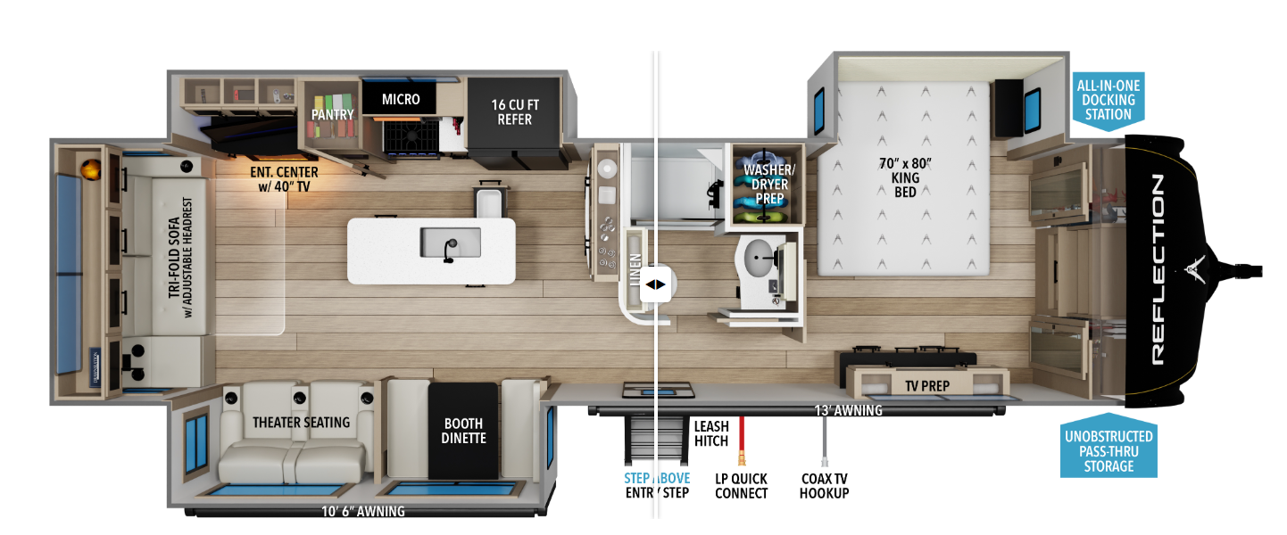 2026 Grand Design Reflection 345RLTS - New Travel Trailer For Sale by McClain's RV Oklahoma City in Oklahoma City, Oklahoma features Propane, CO Detector, Pantry, Wardrobe(s), Smoke Detector